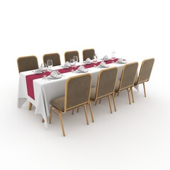 3d render Banquet Table and Chair design element Furniture