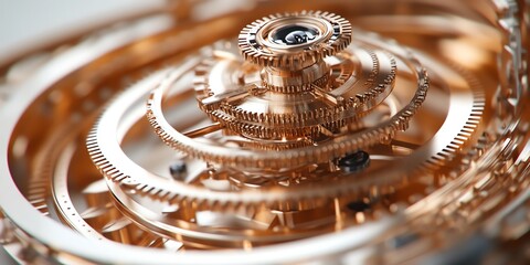 Intricate Golden Gearwork of a Precise Timepiece