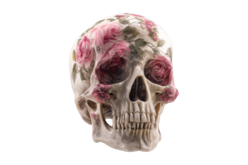 Creative floral skull photography close-up