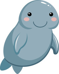 Fototapeta premium Cute Manatee Vector Clipart