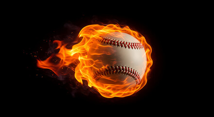 fireball baseball in the black background