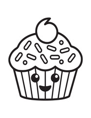 Cute kawaii Christmas Coloring Pages For Kids, Christmas illustration, Vectors line art, printable coloring pages, Christmas elements, winter, Christmas holiday