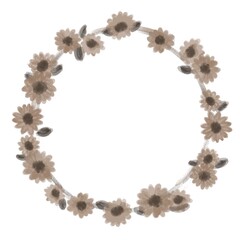 夏カワイイ・ひまわりの装飾フレーム素材イラスト