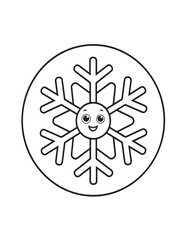 Fototapeta premium Cute kawaii Christmas Coloring Pages For Kids, Christmas illustration, Vectors line art, printable coloring pages, Christmas elements, winter, Christmas holiday