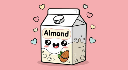 Cute Kawaii Almond Milk Carton Hearts