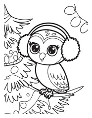 Cute kawaii Christmas Coloring Pages For Kids, Christmas illustration, Vectors line art, printable coloring pages, Christmas elements, winter, Christmas holiday