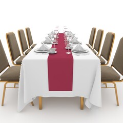 3d render Banquet Table and Chair design element Furniture