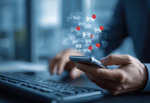 Businessperson checking email on phone