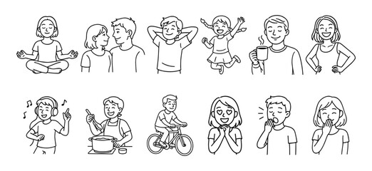 A vibrant vector illustration set of diverse cartoon people, including women and children, with various expressions and styles