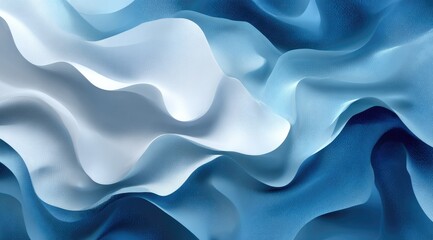 Obraz premium Abstract image of flowing, wavy, light and dark blue fabric-like forms creating a gradient effect