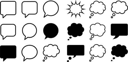Black and white speech and thought bubble collection speech bubble comic