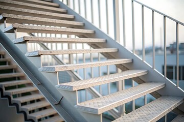 Modern Architectural Design: A High-Angle Shot of a Floating Staircase with Metal Railing