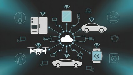 Smart Devices Connected To Cloud technology internet