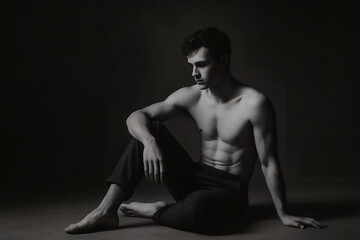 muscular young man posing