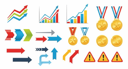 Modern Infographic Arrows and Medals – UI Design Elements for Presentations