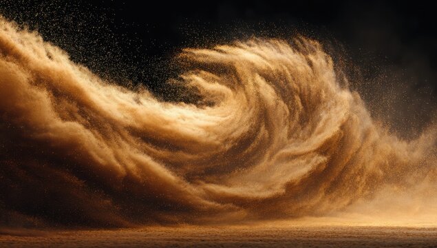 Golden Sand Dust Particles Swirling Motion Abstract Texture Background