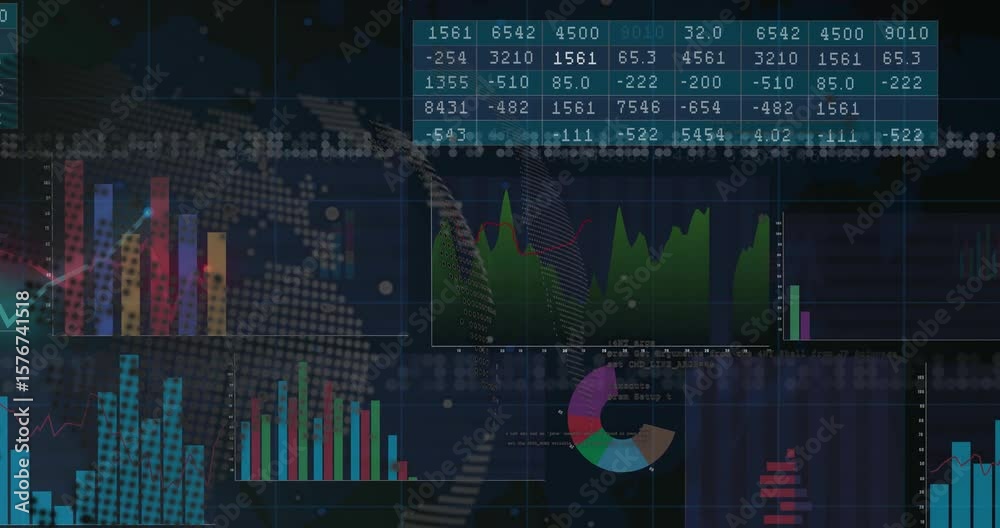 Poster receiving data feed dashboard visualizations updating and pulsing to illustrate real-time analytics