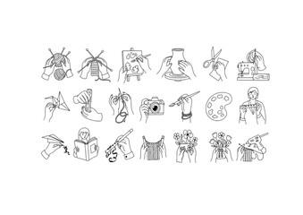 Fototapeta premium A collection of hand-drawn doodle illustrations of people in various sports and leisure action poses.