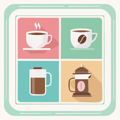 Obraz premium Coffee cups and French press graphic offers variety of coffee options