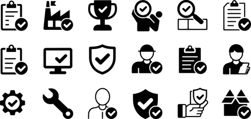 Obraz premium Collection of approved business and industrial icons vector graphic