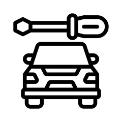 car with tools line icon