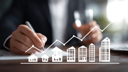 Businessperson analyzing real estate growth