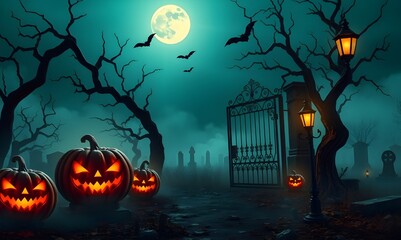 Fototapeta premium halloween background with pumpkin