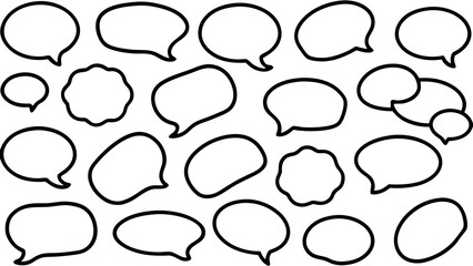 Obraz premium Collection of diverse hand drawn speech bubbles and thought bubbles on white background