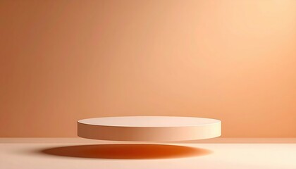 Minimalist round display platform with soft warm lighting casting gentle shadows on a neutral background for product showcase and interior design presentation