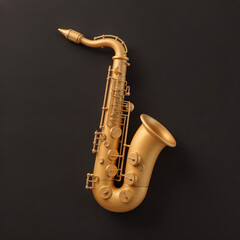 Obraz premium Saxophone icon with golden color, curved body, sleek design, flat vector style.