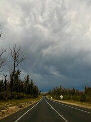 storm clouds over desert road in Australia