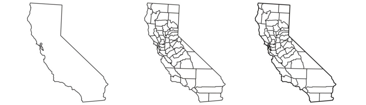 California map &ndash; vector illustration of counties, cities, and geographic features