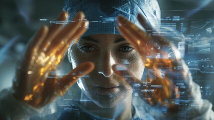 Female Doctor Futuristic Healthcare Data Technology