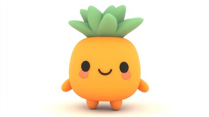 Cute, cartoon pineapple character with a cheerful expression, standing upright.