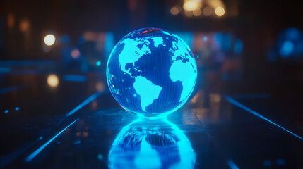 globe and binary code background. Glowing Digital Globe World with Network Connections. Digital Globe with City Skyline and Technology Connections