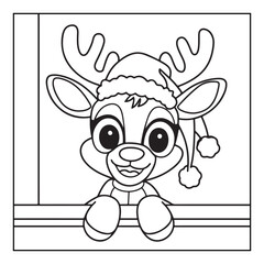 Obraz premium Christmas Coloring Book Pages, Kids, Adults, Teens, Black and white Drawing, Line Art, Vector Illustration, bold and easy, Coloring book, Coloring Pages, Printable Designs