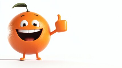 An orange character giving a thumbs up with a happy expression