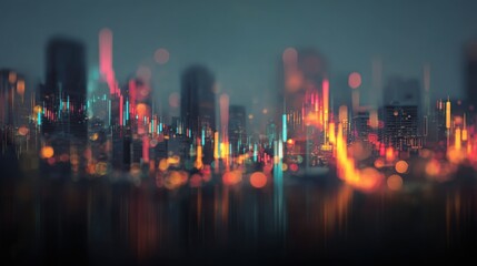 Financial Graph Overlay City Skyline Business Technology Concept