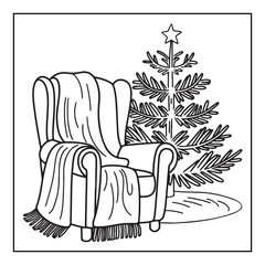 Christmas Coloring Book Pages, Kids, Adults, Teens, Black and white Drawing, Line Art, Vector Illustration, bold and easy, Coloring book, Coloring Pages, Printable Designs