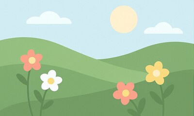 Layered Paper-Cut Abstract Background - Spring Landscape