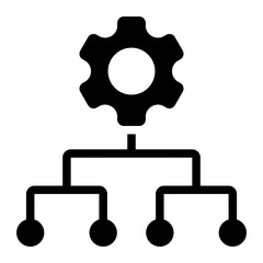 gear workflow glyph icon for project process structure setup