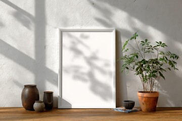 Empty Wall Frame Mockup in Cozy Living Room