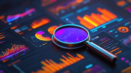Data Analysis Business Technology Financial Market Digital Charts Magnifying Glass
