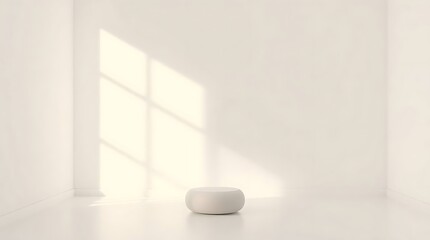 Serene spotlight illuminates empty room with minimal decor