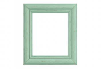 Weathered green wooden picture frame, displaying vintage charm with distressed surface, transparent backdrop enabling seamless image integration