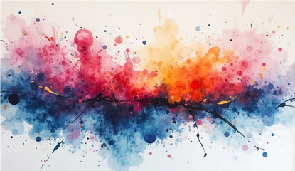 Colorful abstract watercolor background with paint splashes and artistic texture