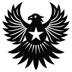 Fototapeta premium Stylized eagle with star emblem bird silhouette