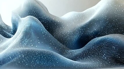 Abstract Blue Landscape with Digital Snowfall - Modern Artistic Background Animation Loop - Powered by Adobe