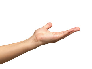 A human hand reaching out with an open palm.