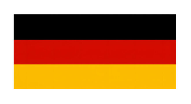 The national flag of Germany. A horizontal tricolor of black, red, and gold (yellow), symbolizing Germany's unity, justice, and freedom.

